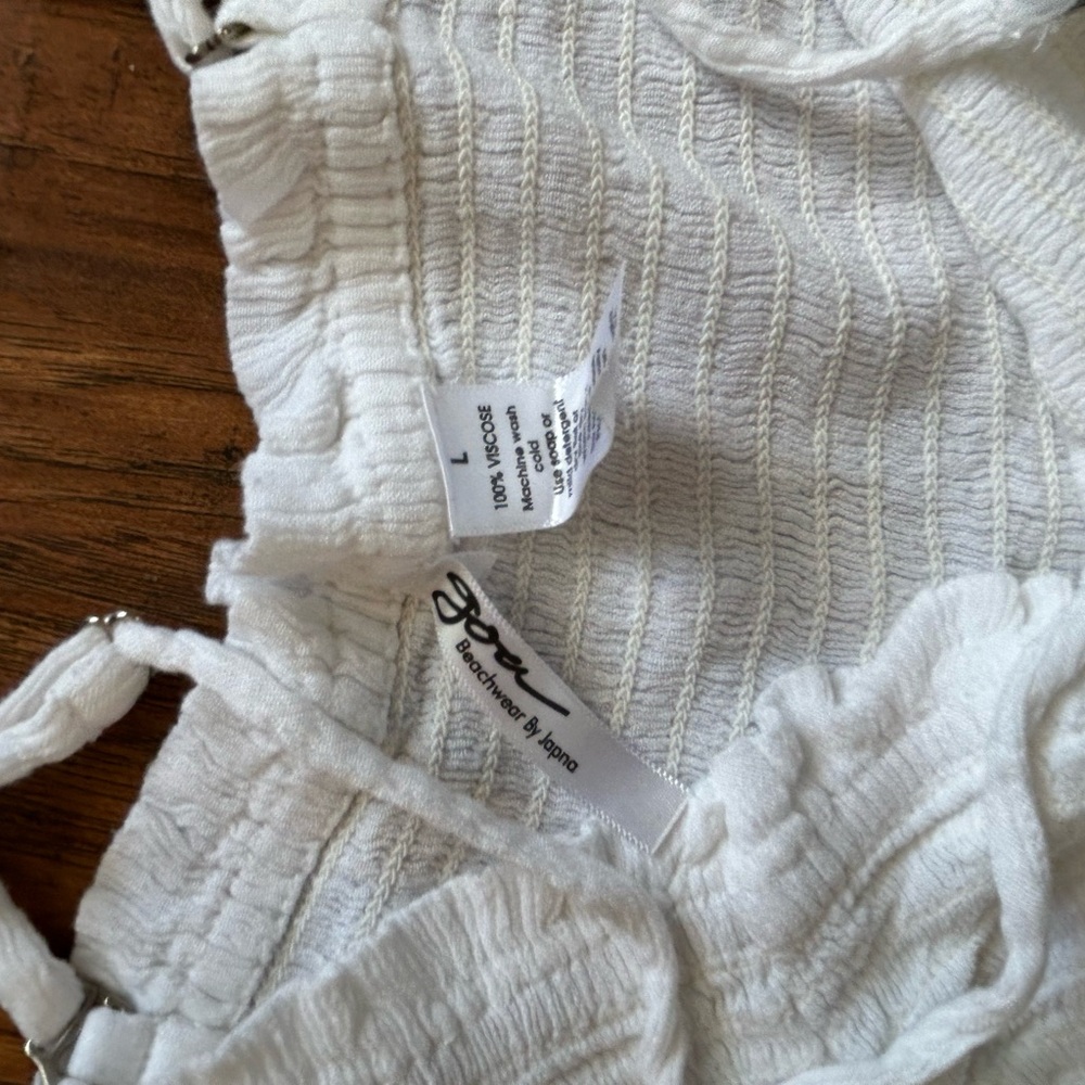 White Lace-Trim Wide Leg Jumpsuit Perfect For The Beach Vacation Summer - Picture 6 of 8